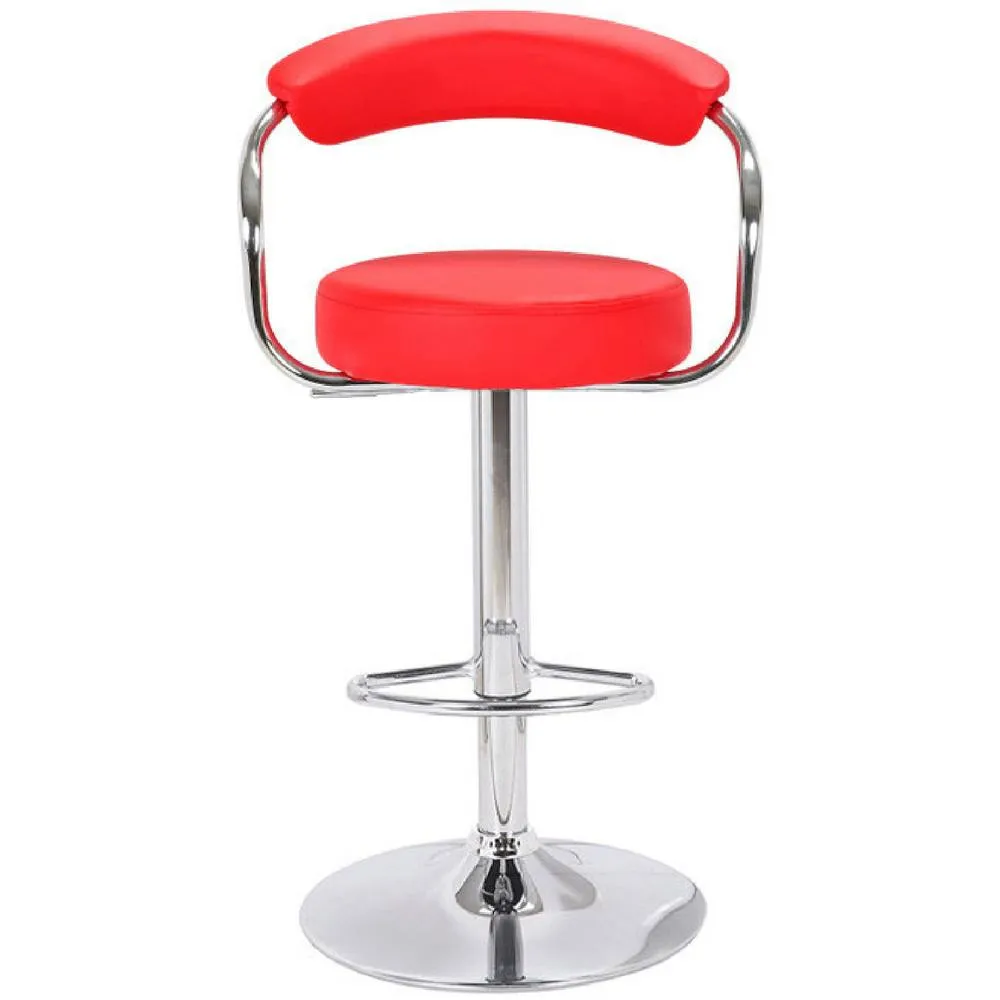 netfurniture Berty Kitchen Bar Stool Red Cushioned Seat & Back Rest 4