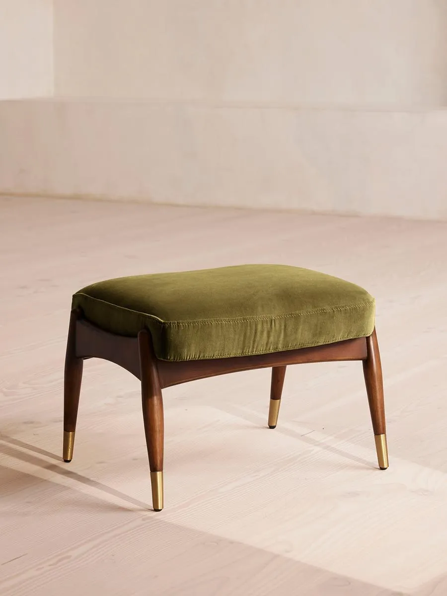 Theodore Footstool, Velvet, Olive
