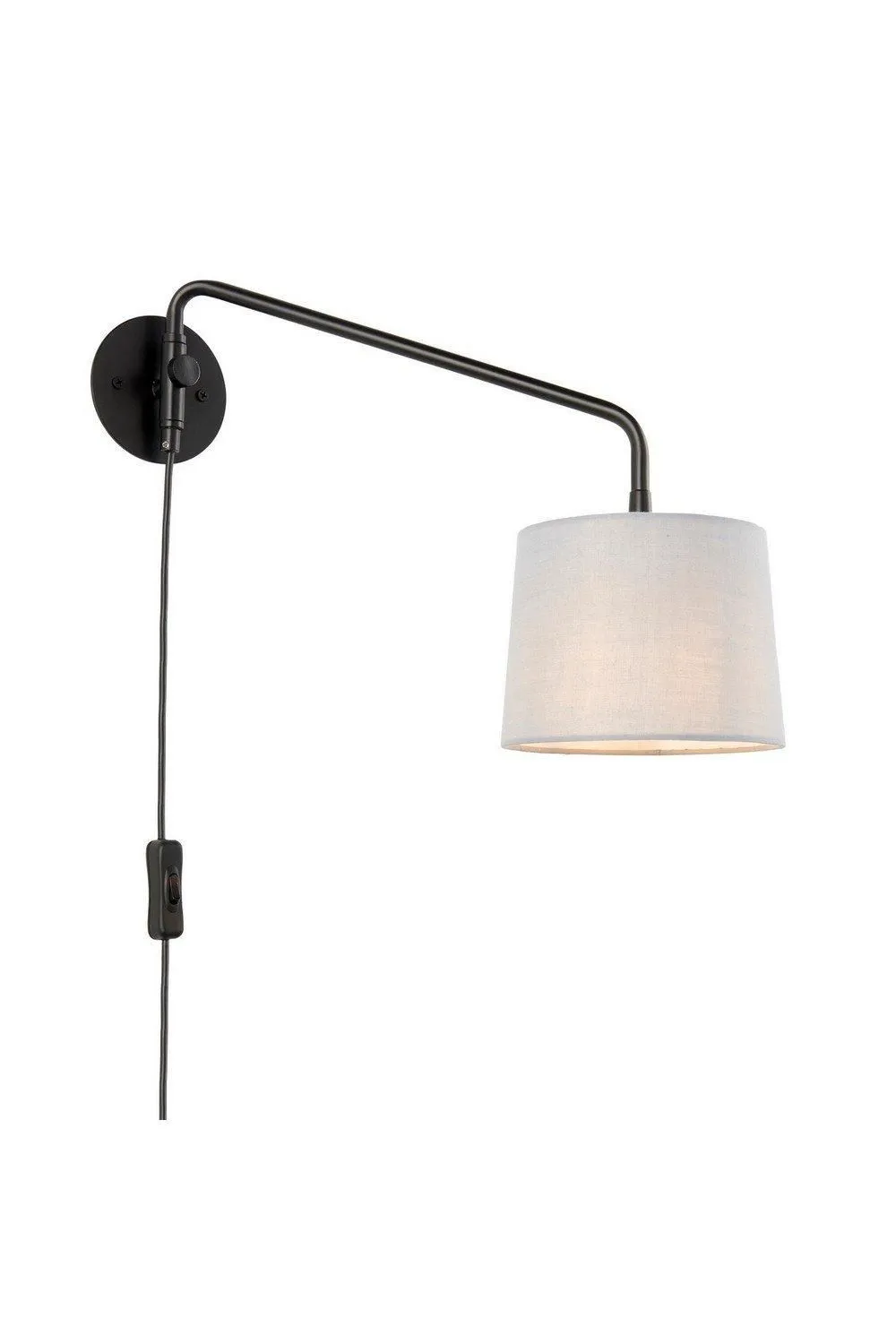 Netlighting Carlson 1 Light Wall Light Matt Black & Light Grey Cotton Mix E14