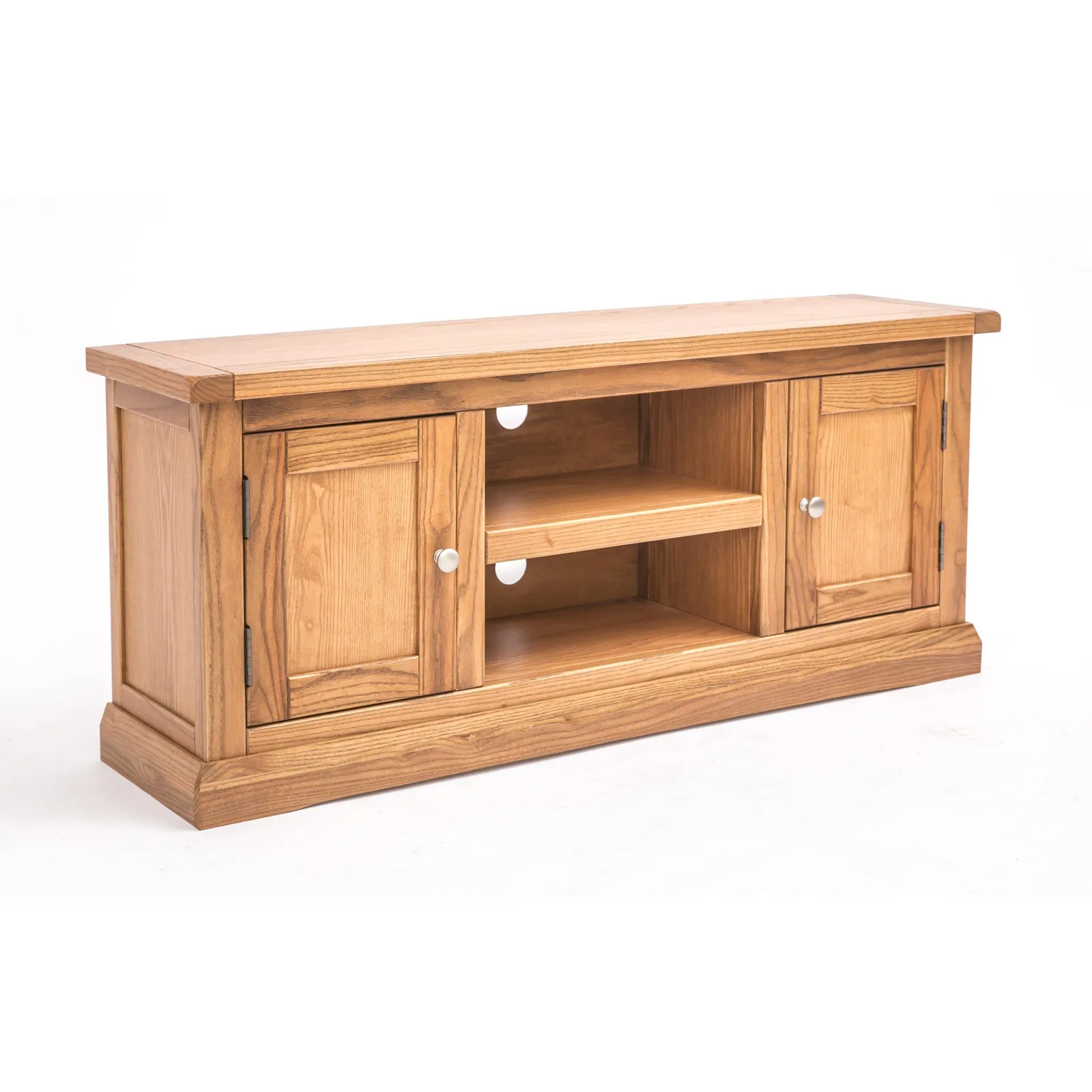 Cabinet Bits Salerno Light Wood 2 Door TV Cabinet Chrome Knob in Natural 3