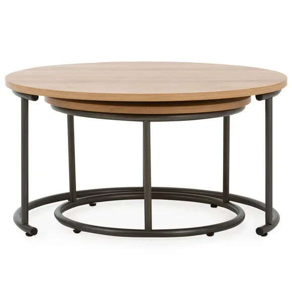 Fulton Coffee Nest of Tables, Oak Effect 4