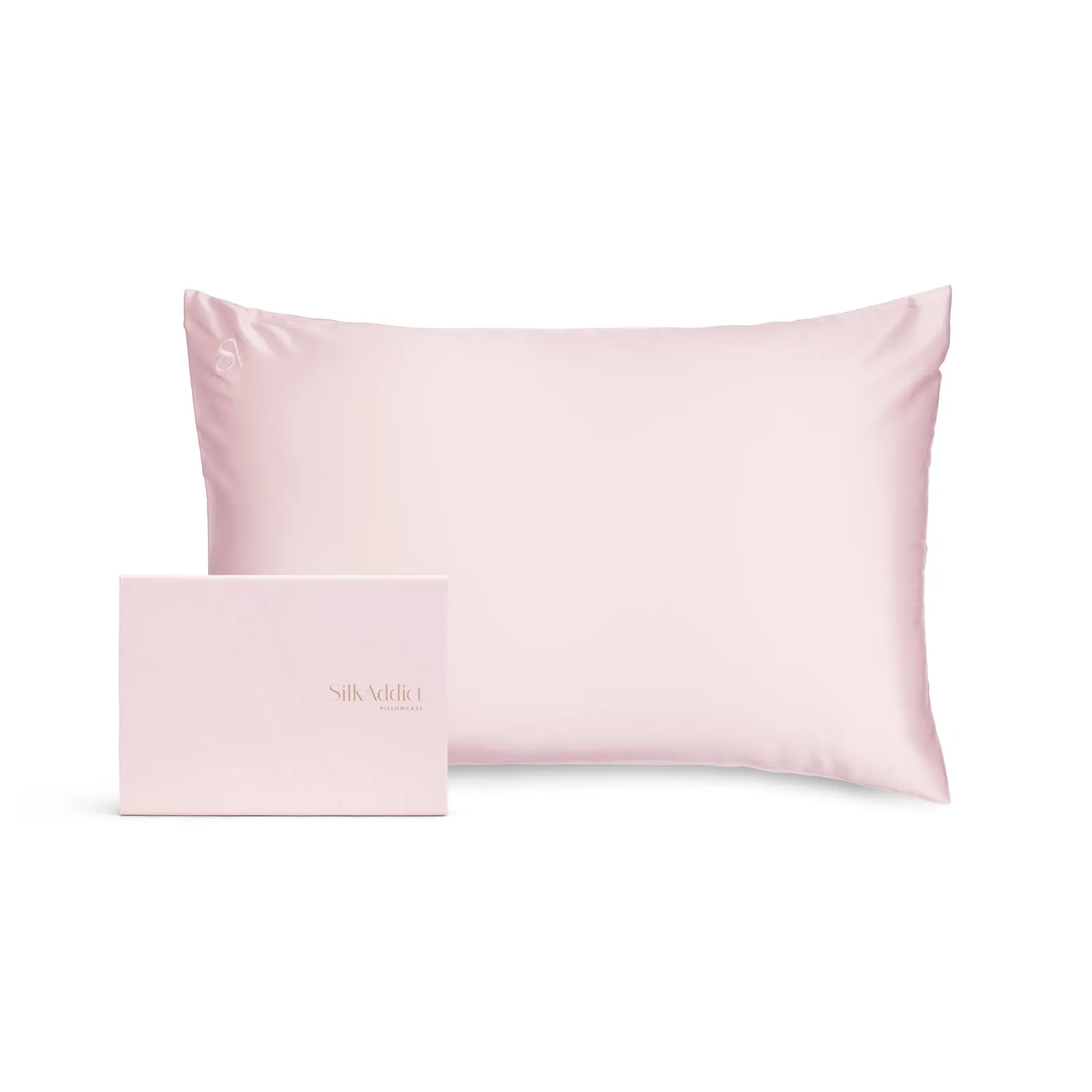 Silk Addict 100% Mulberry Silk Pillowcase - Navy in Light Pink