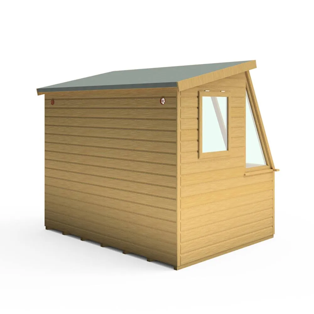 Shires Iceni 8x6' Potting Shed Pre Hung Doors with Opening Glass Side Window in Brown 3