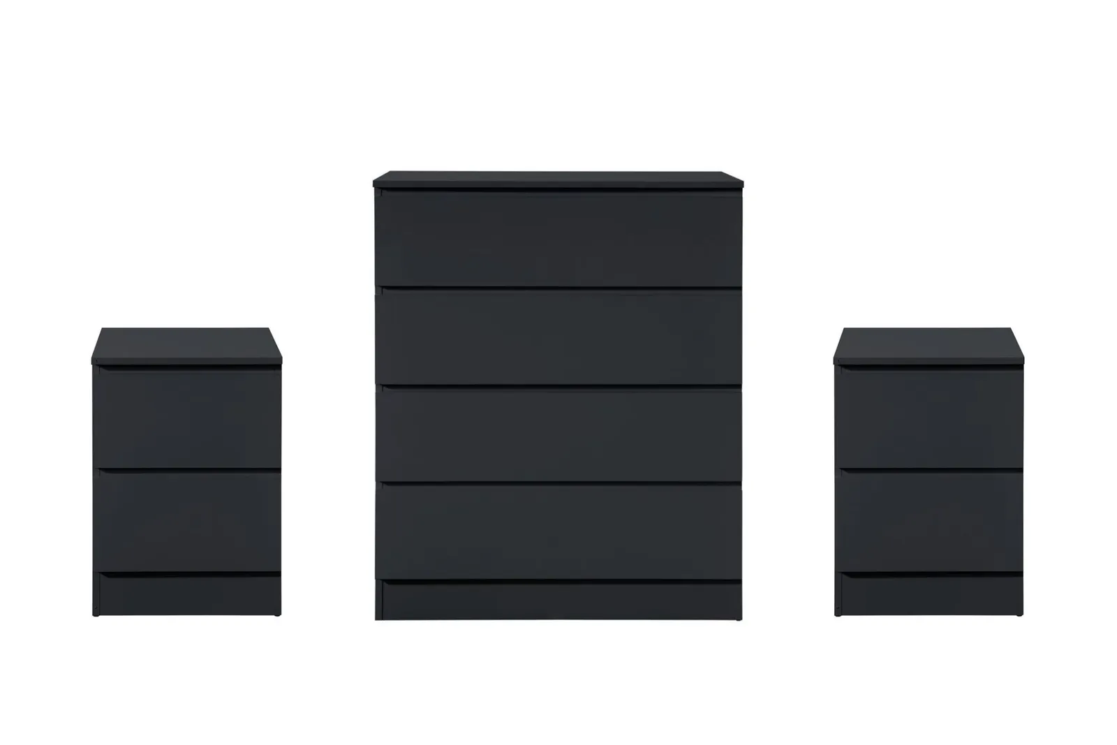 Birlea 3 Piece Furniture Set Chest of Drawers Bedside Tables Oslo in Black 2