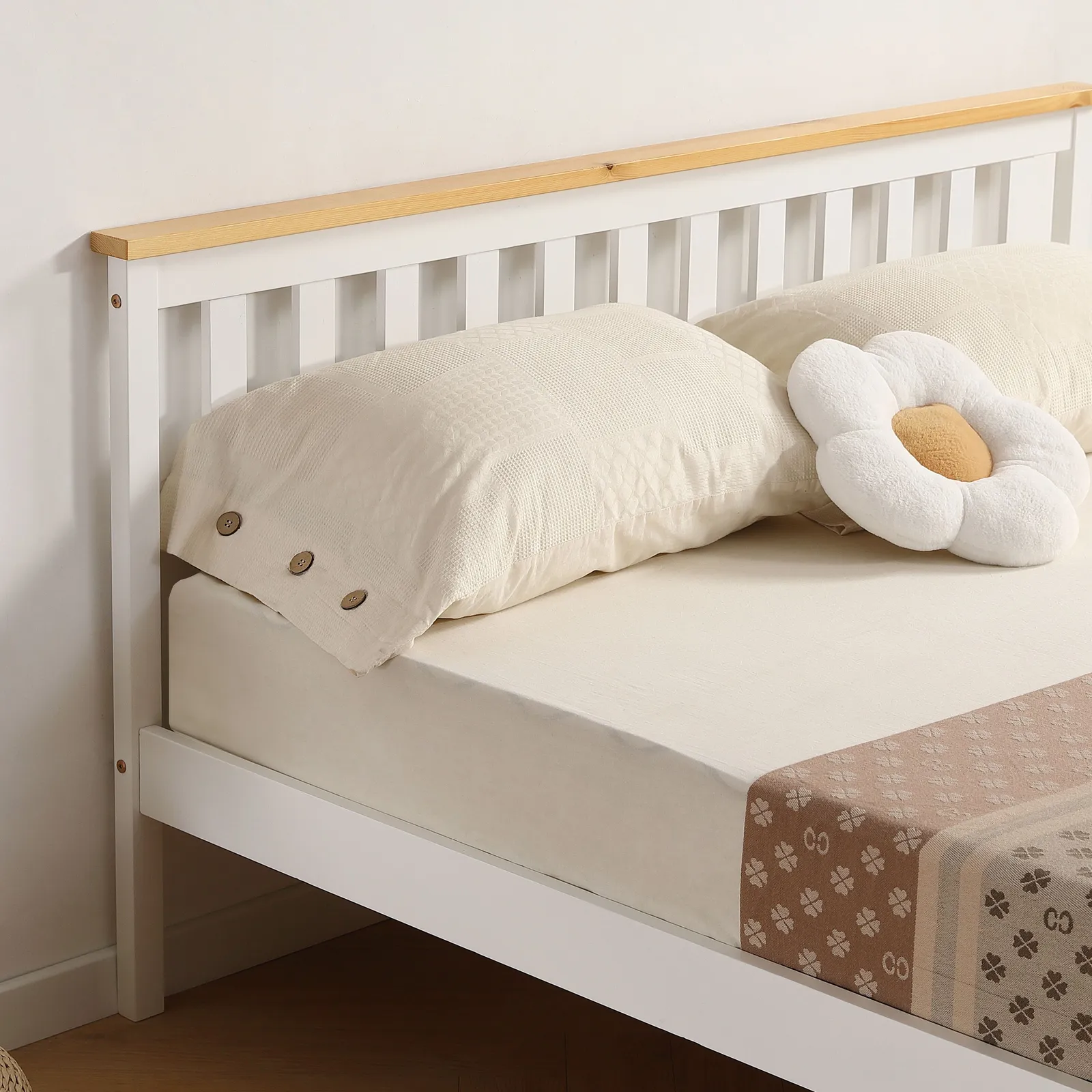 Comfy Living Ltd Modern Wooden Bed Frame in Off-White 3