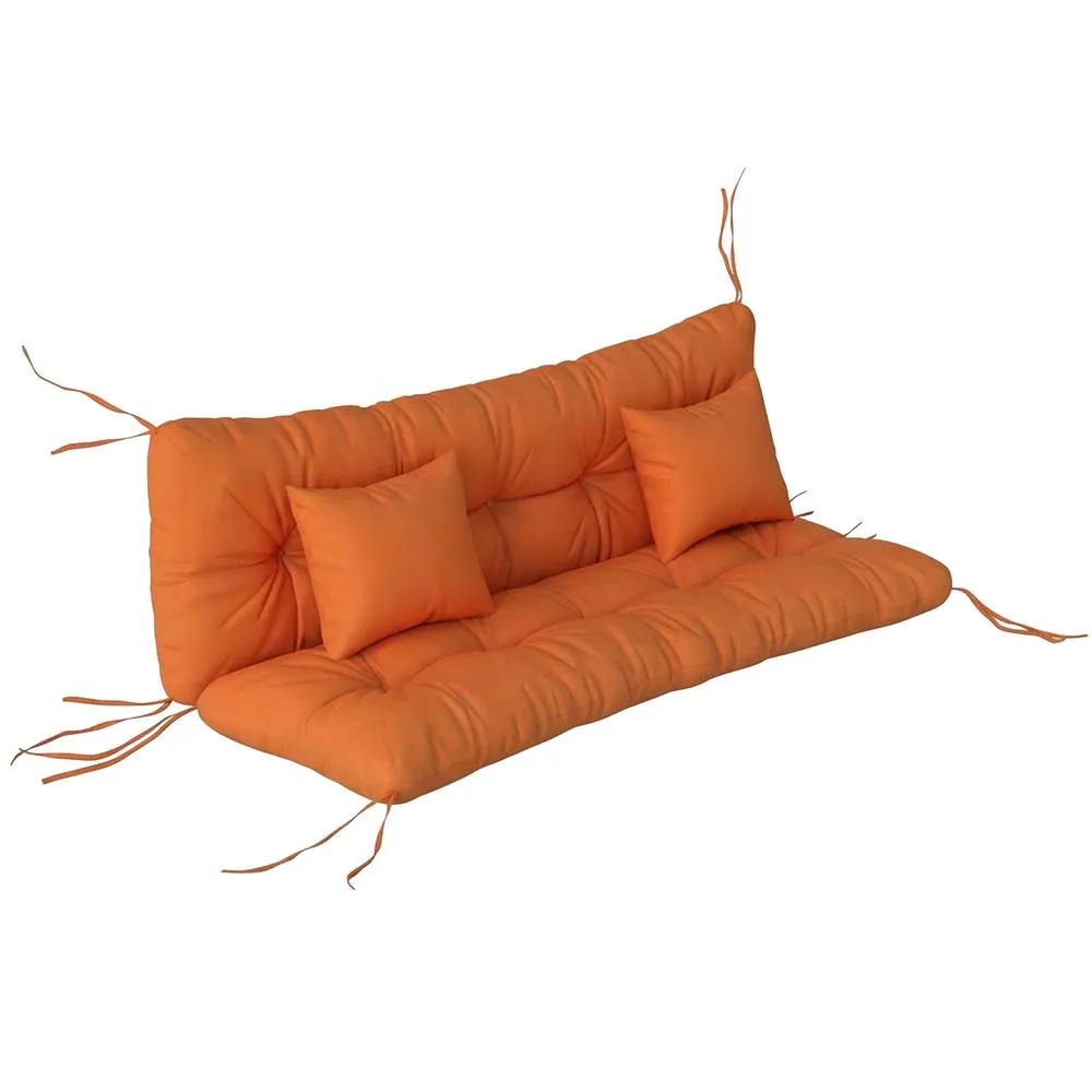 OUTSUNNY Outdoor Seat Cushions Back Cushion with 2 Pillows, Seat Pads in Orange 2