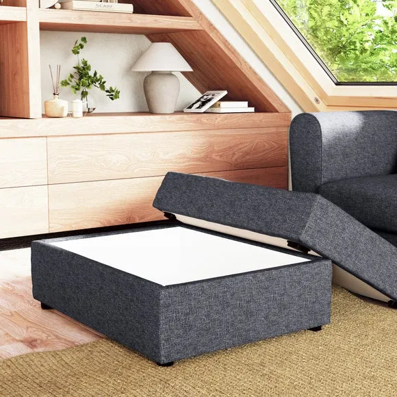 Rectangle Tonal Weave Storage Footstool 2