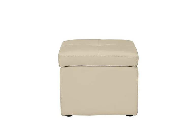 Easy Tray Leather Storage Footstool - BV Bisque