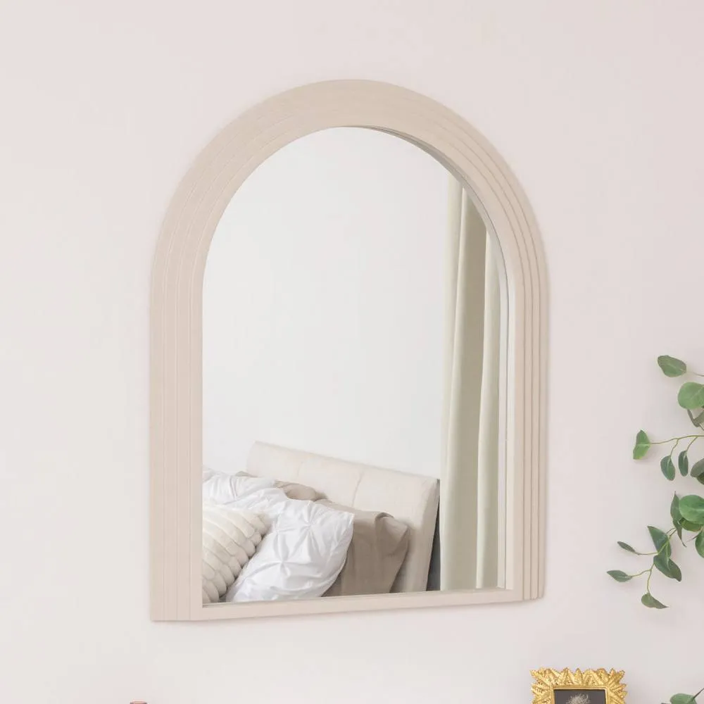Melody Maison Large Beige Arched Wall Mirror - 90cm X 75cm