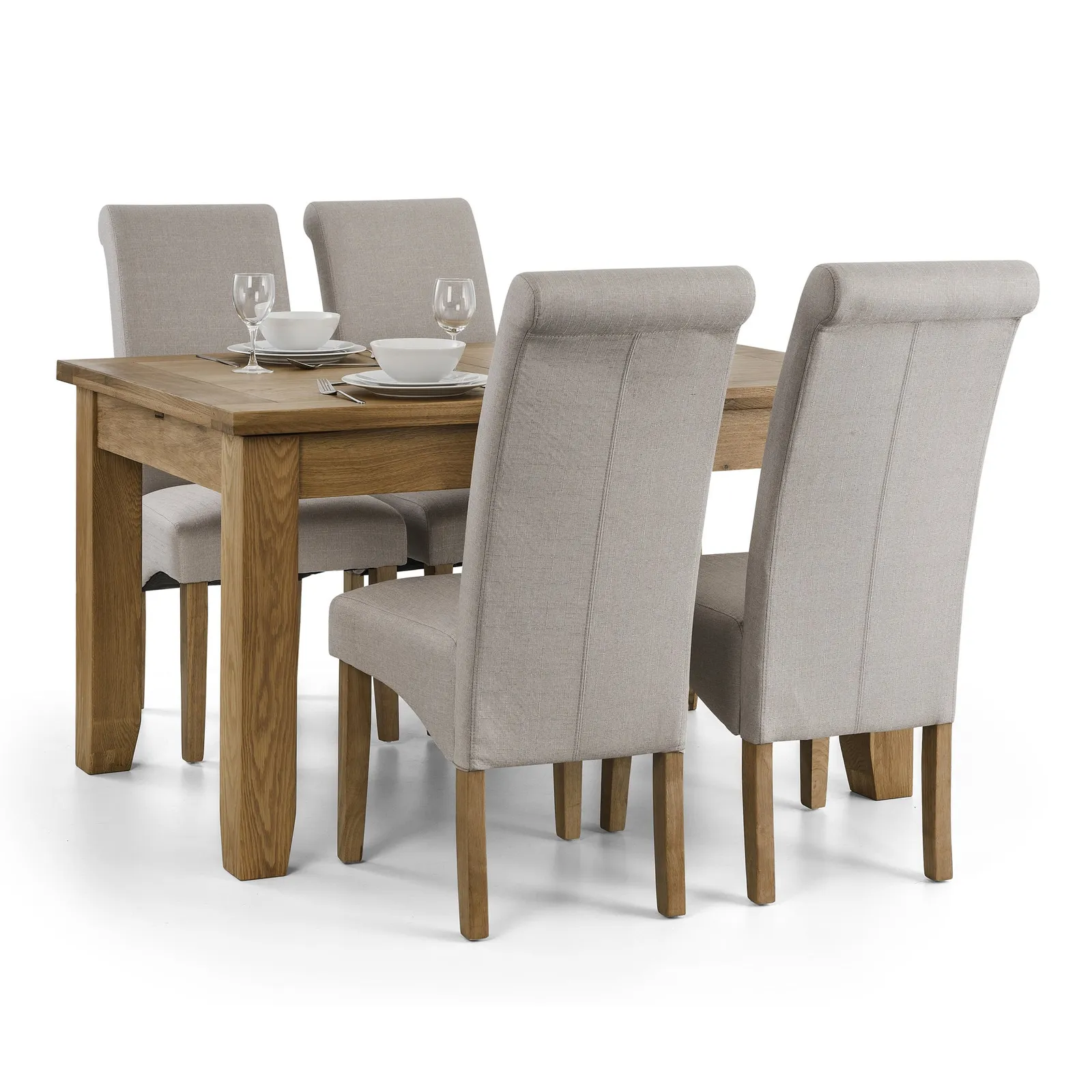 Astoria Dining Table and 4 Rio Chairs Set Mid Oak (Brown)