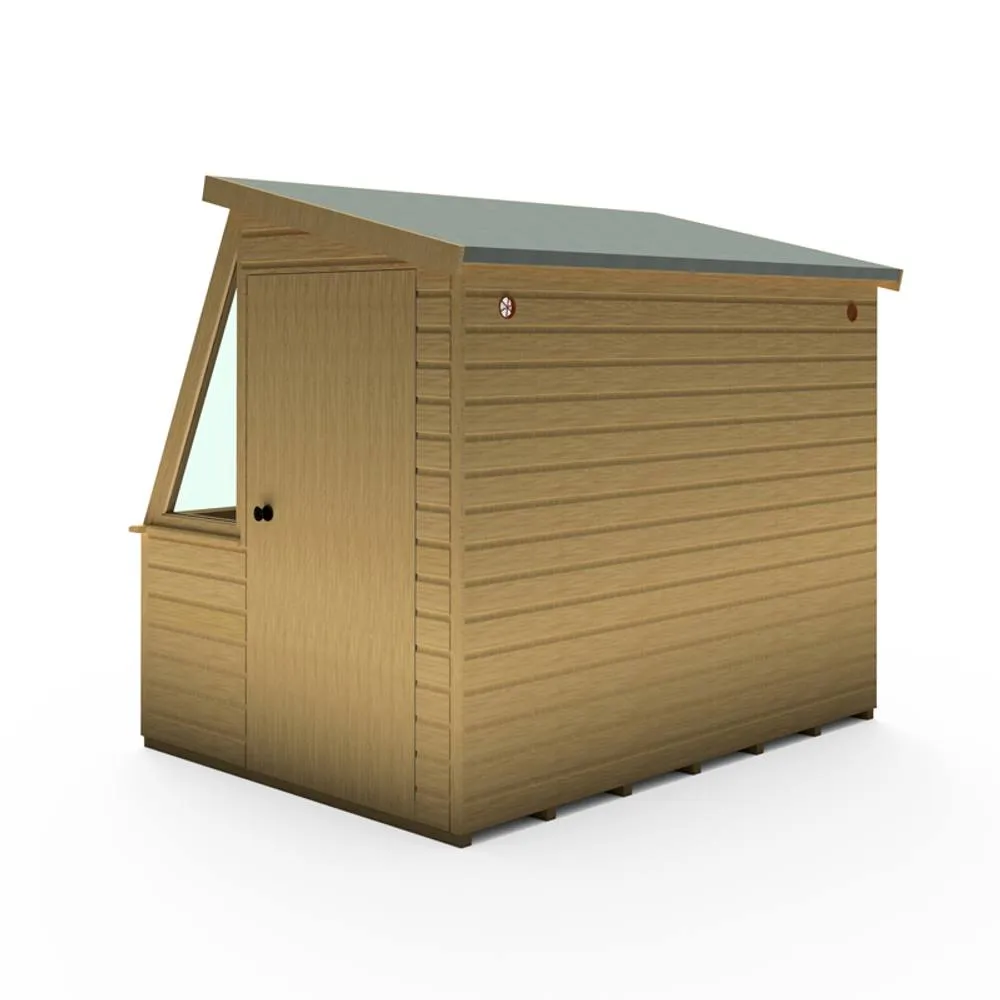 Shires Iceni 8x6' Potting Shed Pre Hung Doors with Opening Glass Side Window in Brown 2