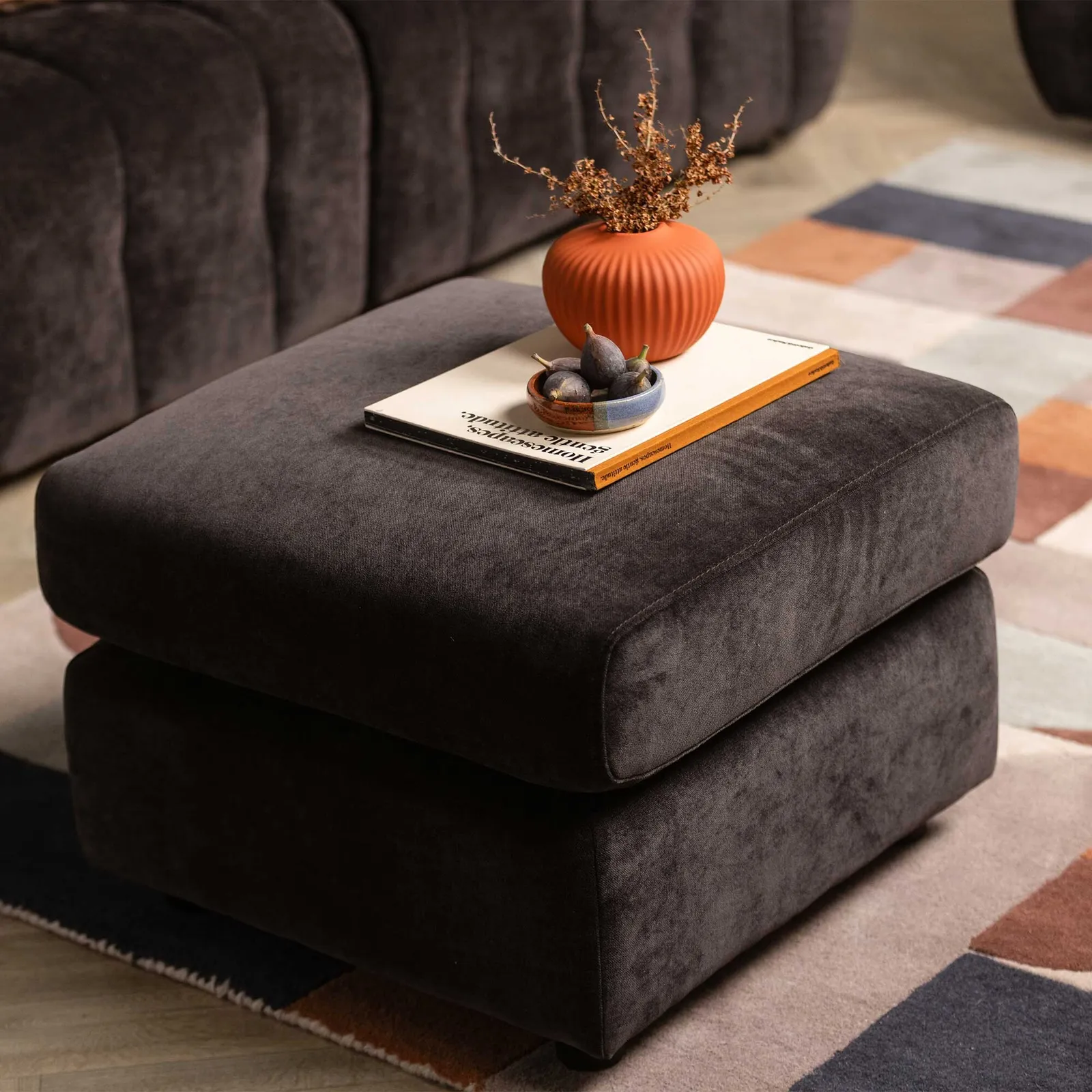 Montgomery Footstool, Brown Fabric | Barker & Stonehouse 2