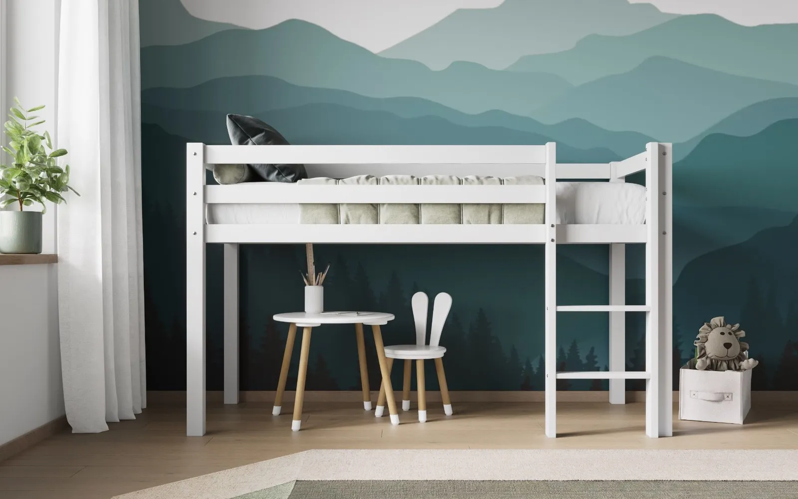 Flair Elara Wooden Shorty Mid Sleeper Bed in White 3