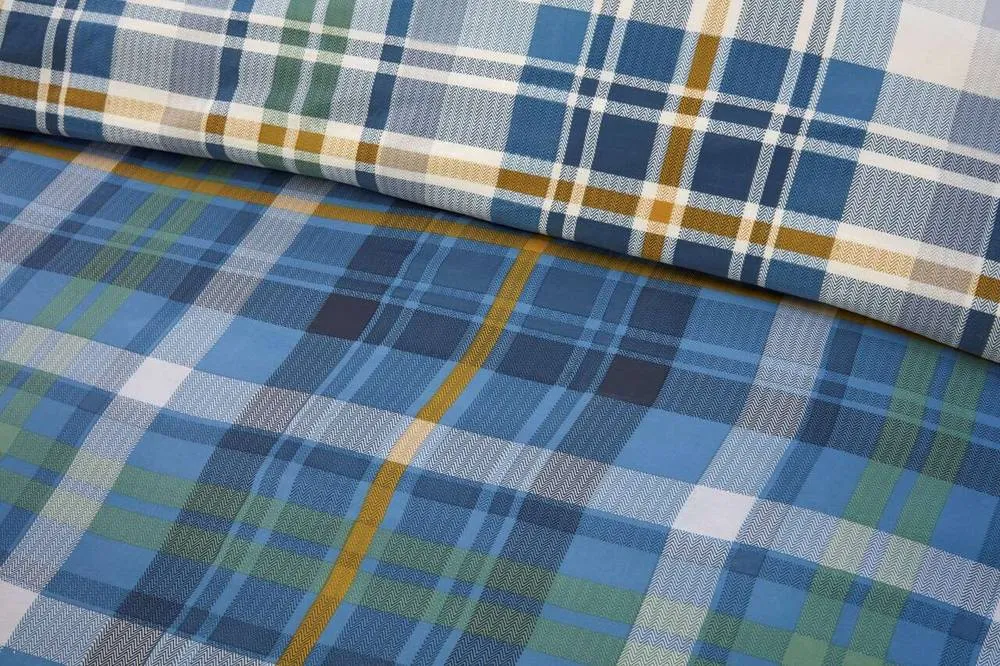 Rapport Home Regalia Check Microfibre Complete Duvet Cover Set with Fitted Sheet in Blue 2