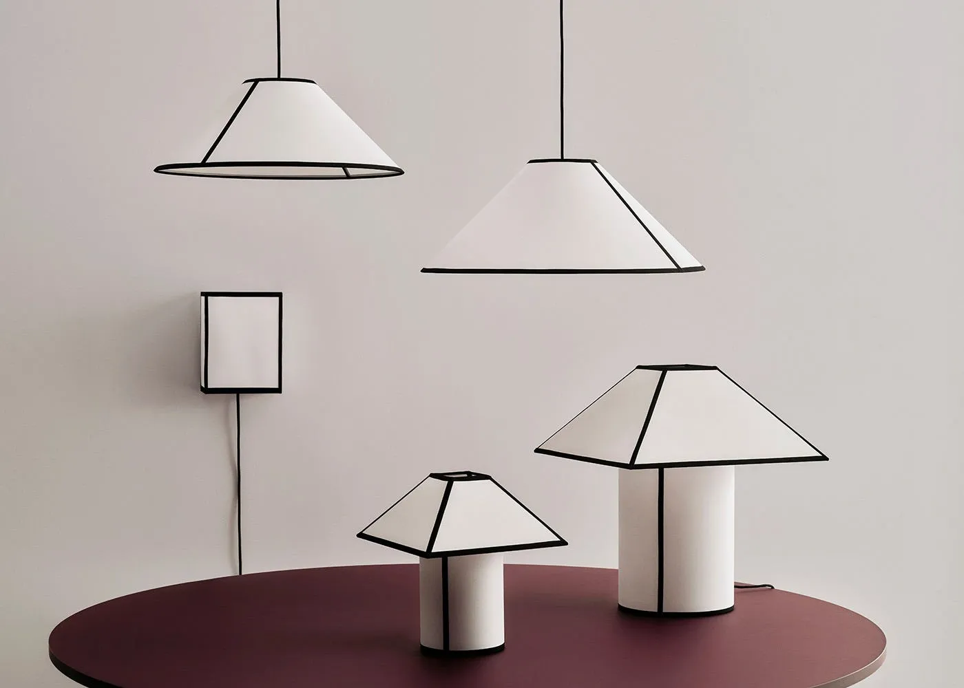 HAY Ava Pyramid Table Lamp White/Black Small 3