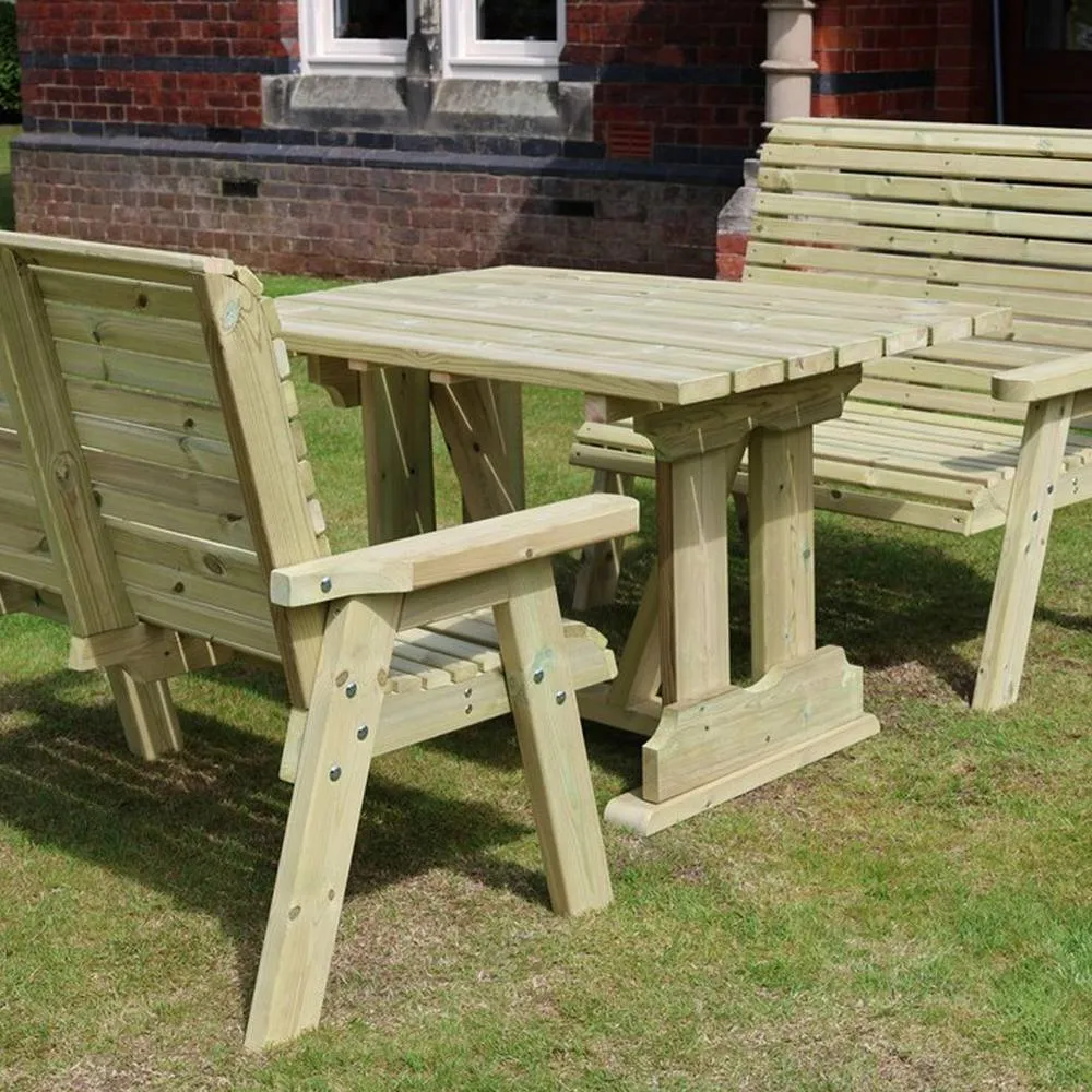 Churnet Valley Garden Furniture Ltd Ergo 4 Seat Compact Set - 2xB 120X90 Table - Partially Assembled in Natural 2