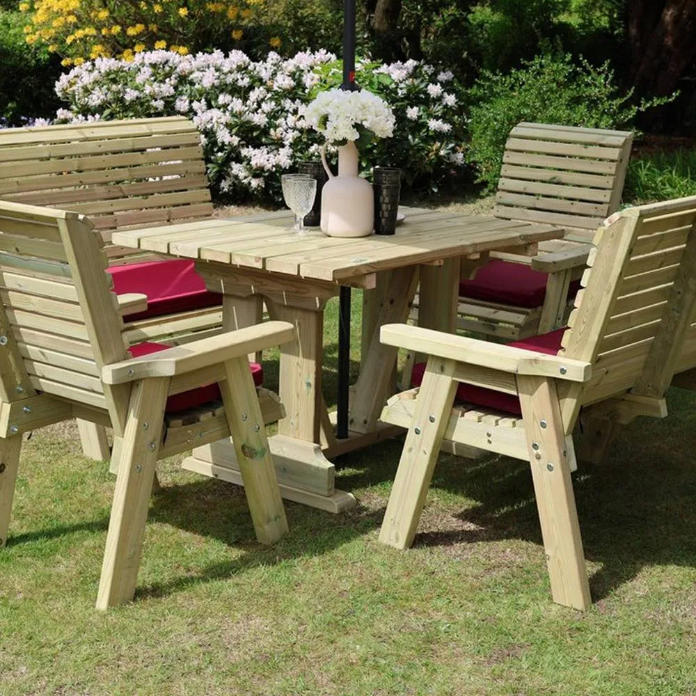 Churnet Valley Garden Furniture Ltd Ergo 6 Seat Compact Set - 2xC 2xB 120X90 Table - Partially Assembled in Brown 2