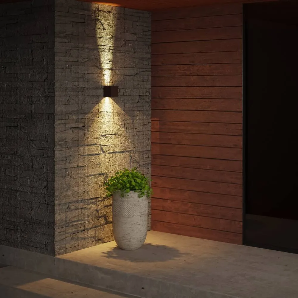Netlighting Rex Outdoor Up Down Wall Lamp Brown LED 6.6W 3000K IP54 On Off 2