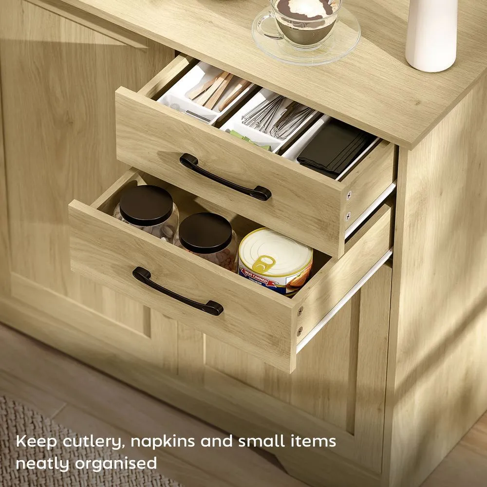 HOMCOM Sideboard with Soft-Close Doors, Modern Storage Cabinet Natural 6