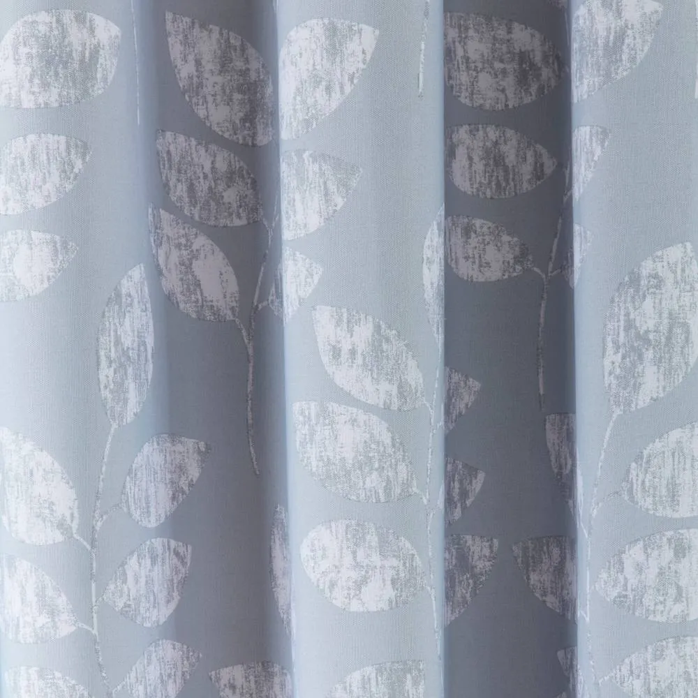 Portfolio Home Boston Botanical Leaf Fully Lined Eyelet Curtain Set 2 Panel Pair in Duck Egg Blue 2