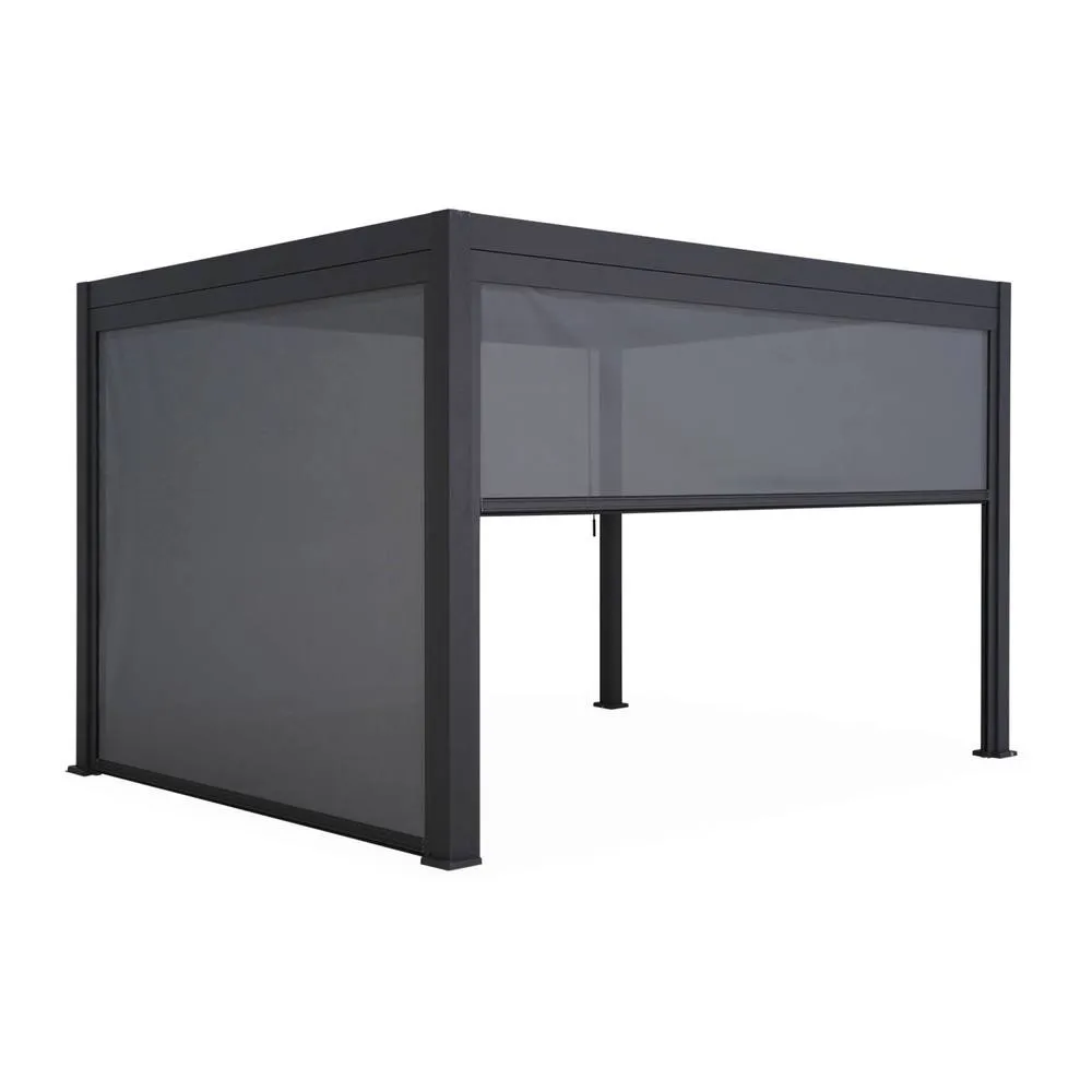 sweeek Louvered pergola aluminium 4 x 3m with a 3m blind & a 4m blind in Dark Grey 2