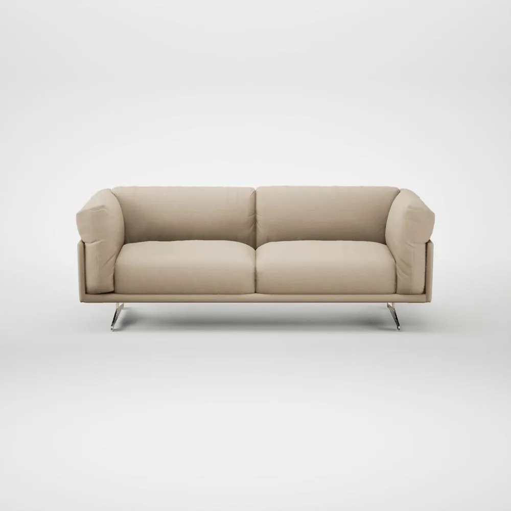 Heal's Novara 3 Seater Sofa Brushed Cotton Oat Stainless Steel Feet 2