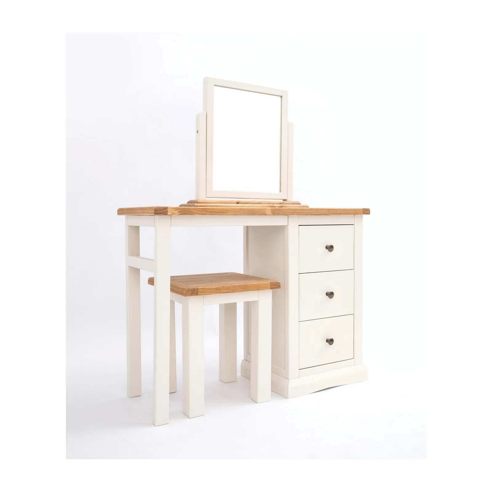 Cabinet Bits Castelli 3 Drawer Dressing Table Set Brass Knob in Off-White 2