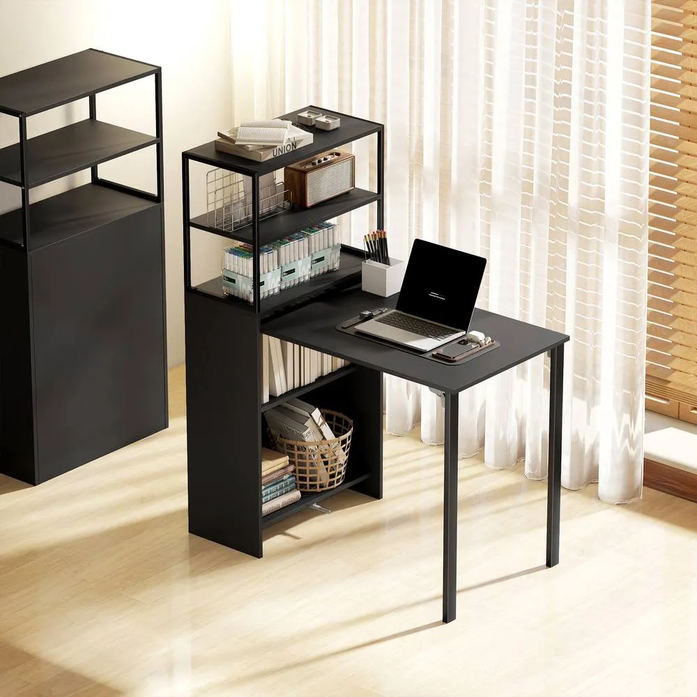 HOMCOM Foldable Computer Desk, Home Office Desk for Small Spaces, Black