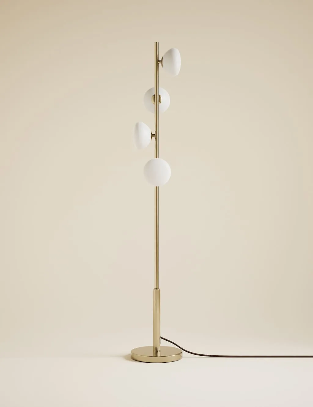 M&S Glass 4 Head Floor Lamp Antique Brass