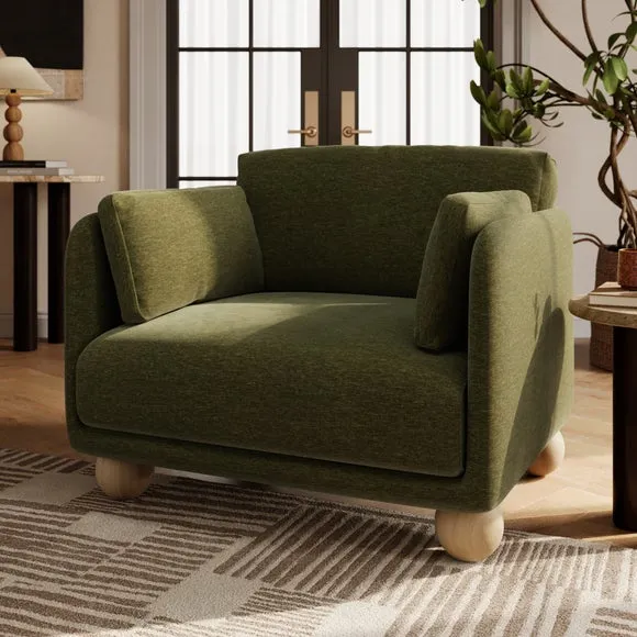 Armitage Chenille Snuggle Chair with Ball Feet 1