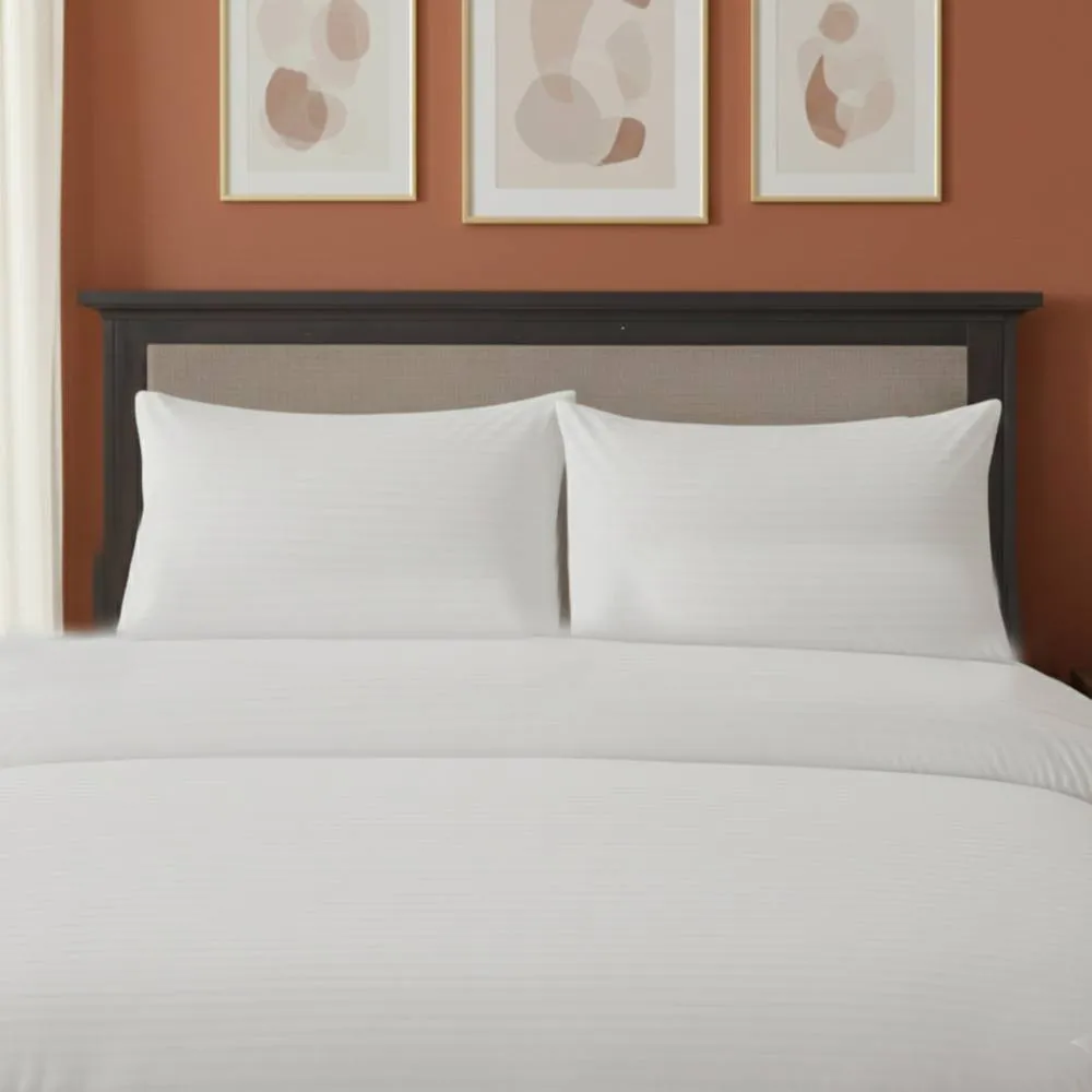Snug City Microfibre Soft Touch Satin Stripe Housewife Pillowcase Pair in White