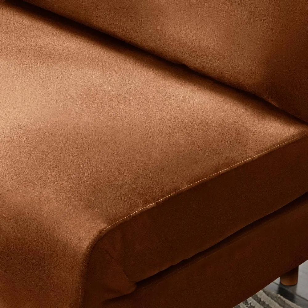 FurnitureboxUK Bobby Orange Velvet Single Folding Sofa Bed Chair 4