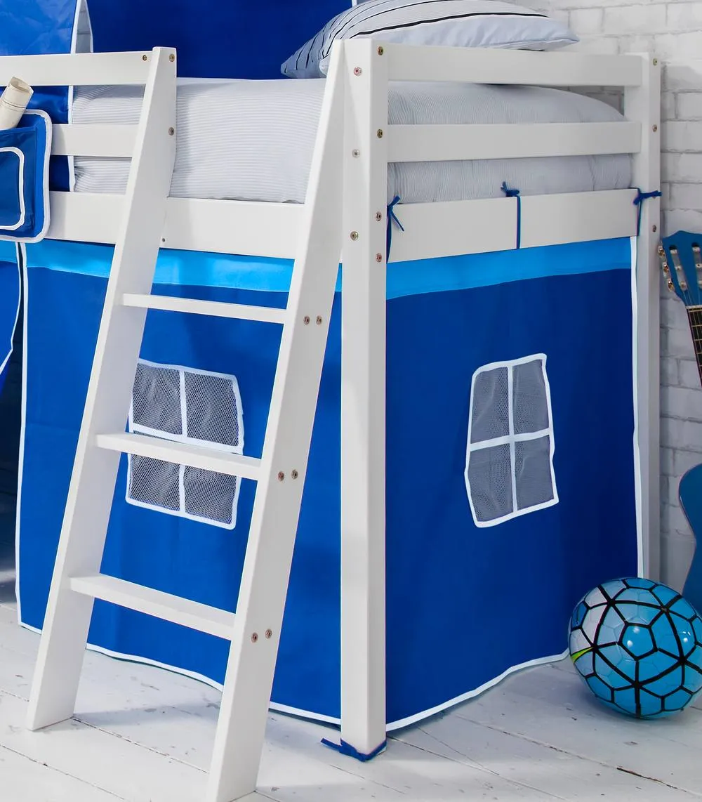 Nöa and Nani Moro Cabin Bed with Ladder and Blue Tent, Tower & Tunnel in White 4