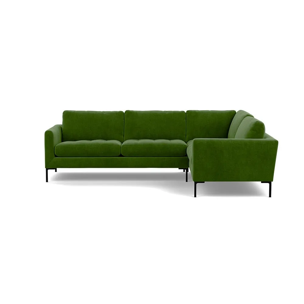 Heal's Eton Right Hand Facing Corner Sofa Smart Luxe Velvet Grass Black Feet 1