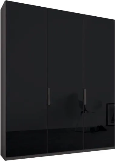 Caren 3 door 150cm Hinged Wardrobe, Graphite Grey Frame, Basalt Grey Glass Doors