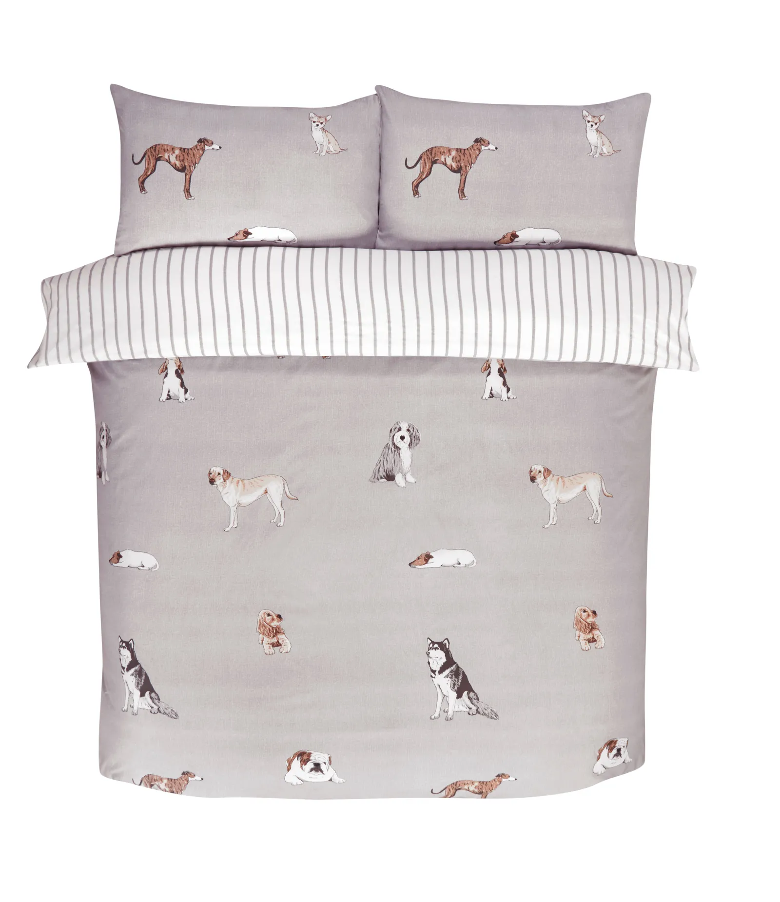 Rapport Home Paws & Tails Microfibre Duvet Set Double Grey, Silver 3