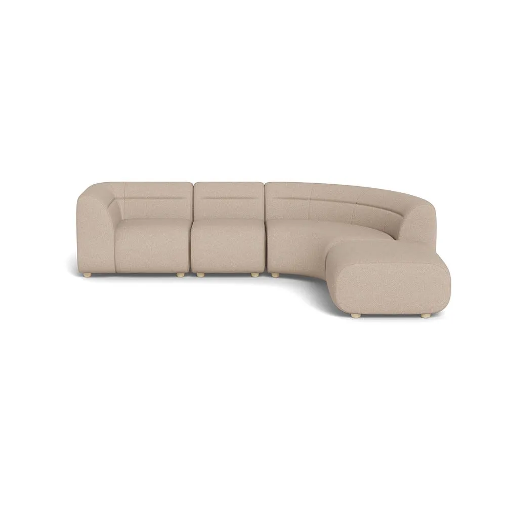 Heal's Lilli Right Hand Facing Curved Corner Sofa Boucle Tweed Pearl Natural Beech Feet 1
