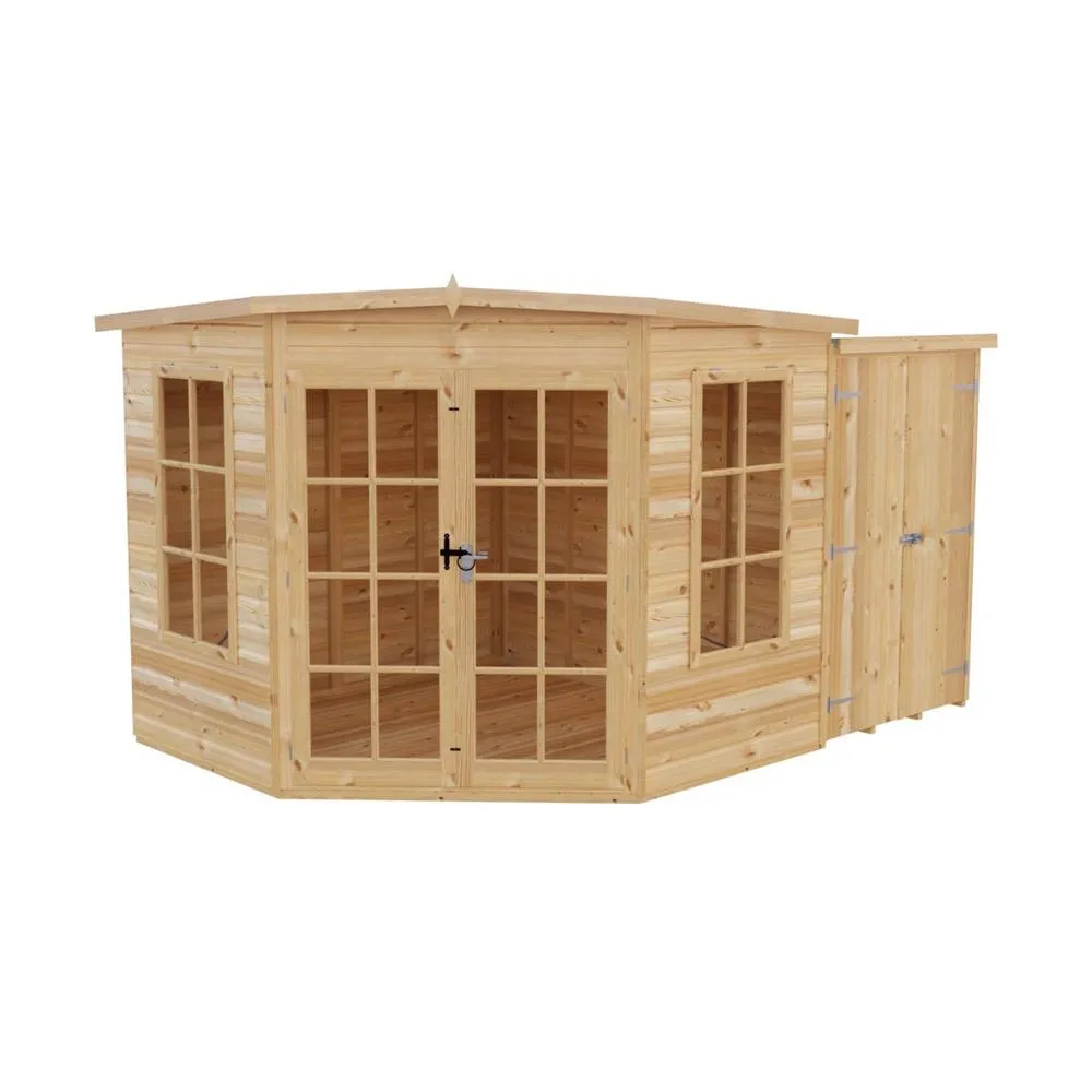 Shires Hampton 8 x 11 Feet with Side Shed - L119 x W224.8 x H190.2 cm in Light Brown