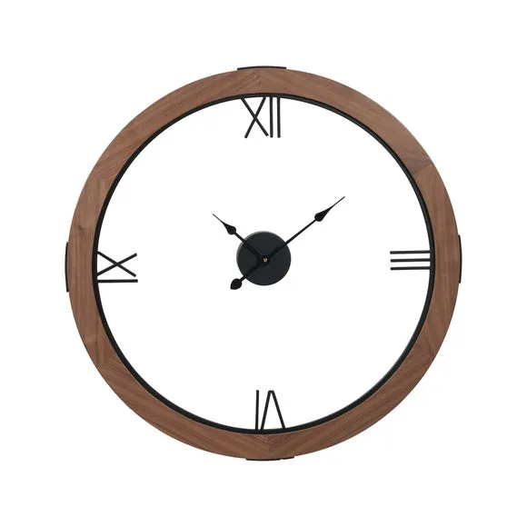 Vermont Light Walnut Wood Veneer Open Face Round Wall Clock 3