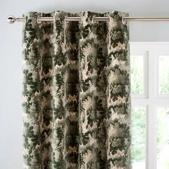 Velvet Trees Eyelet Curtains 1