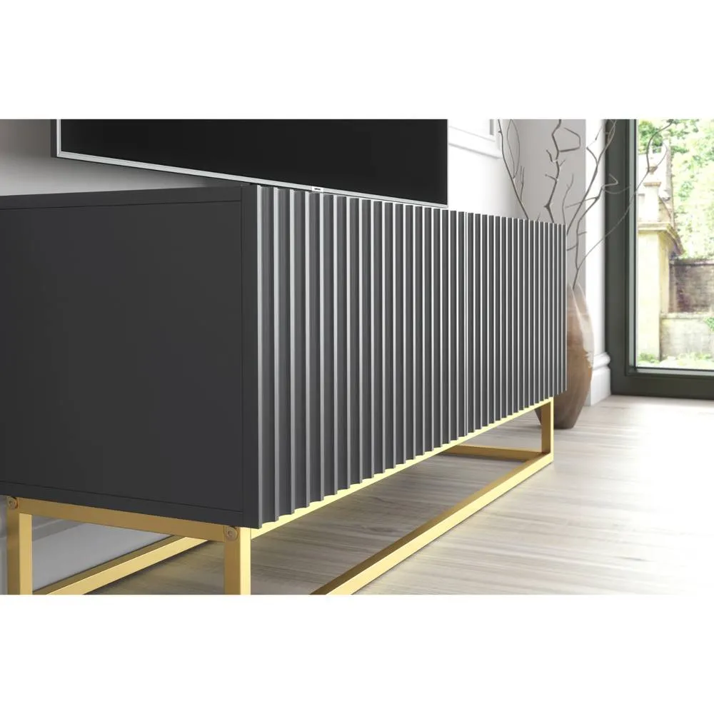 Creative Furniture Ripple TV Unit 100cm - Dark Grey with Fluted Doors 5