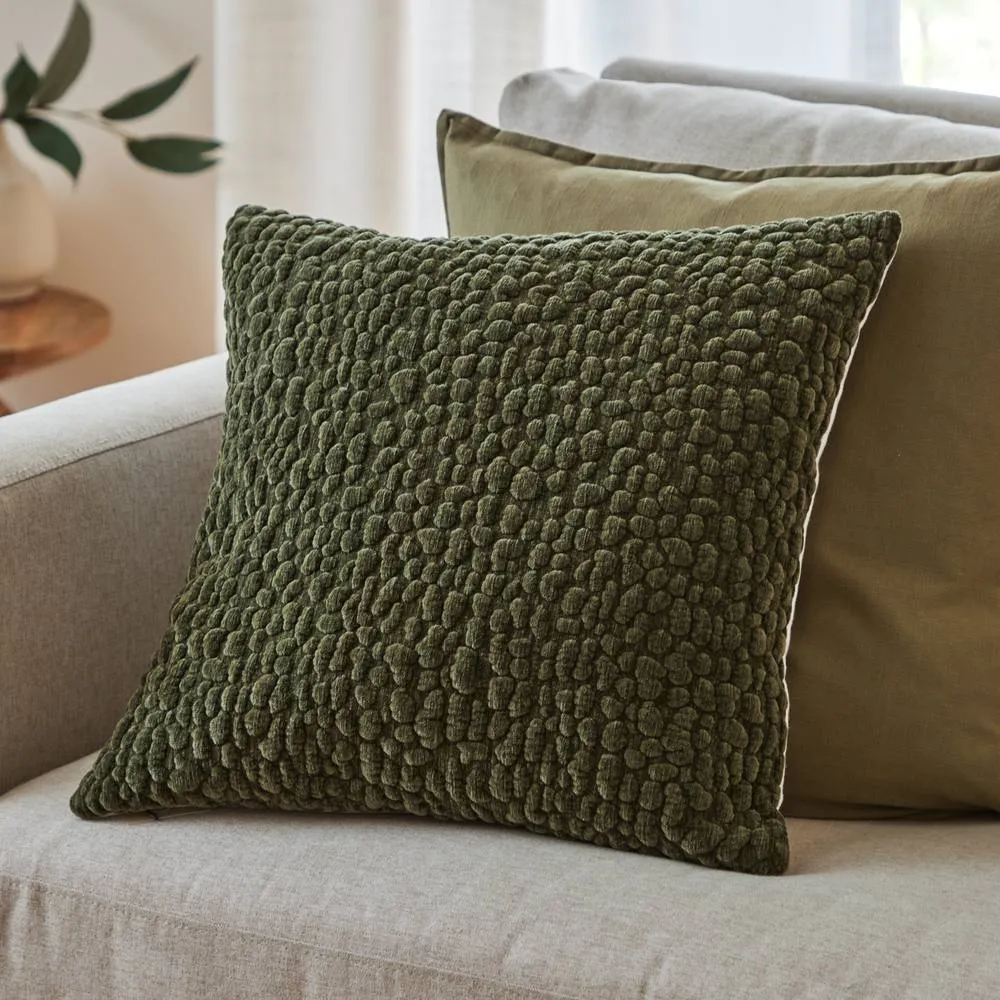 Yard Pebble Textured Chenille Cushion in Green 1