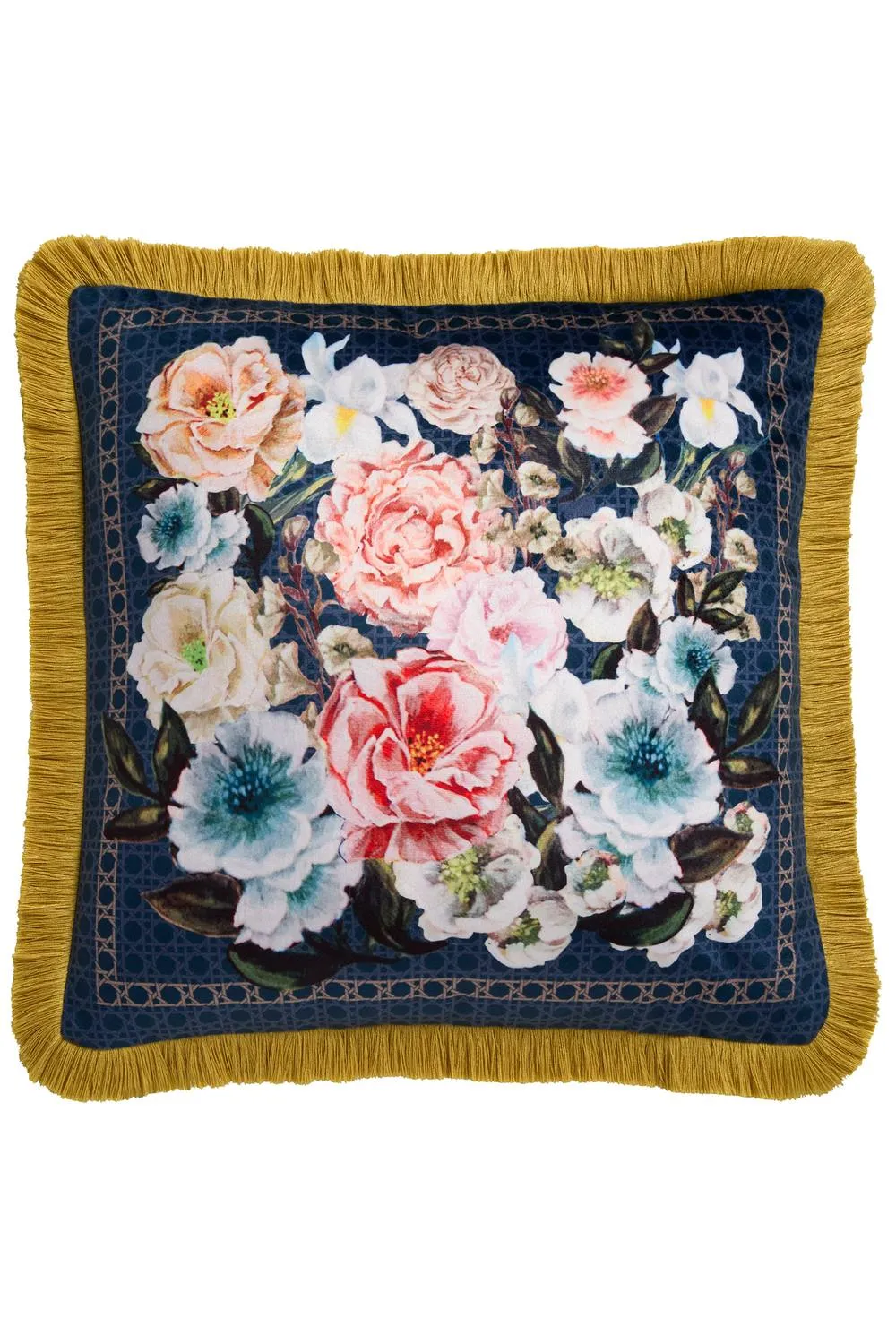 Laurence Llewelyn-Bowen 'Bouquet List' Velvet Filled Cushion in Navy 2