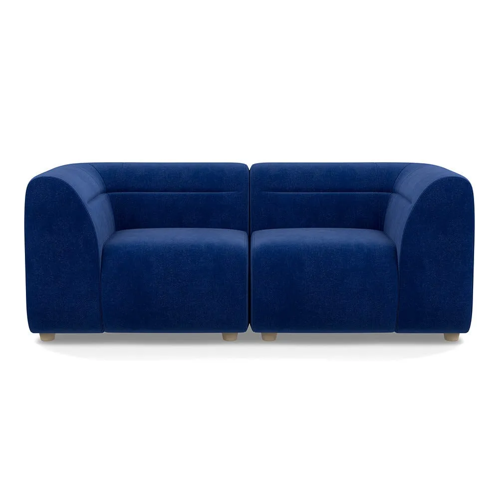 Heal's Lilli 2 Seater Sofa Smart Luxe Velvet Azure Natural Beech Feet 1