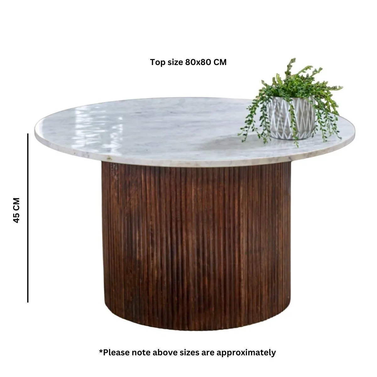 IH Design Tilden Mango Wood Coffee Table With Marble Top in White 6