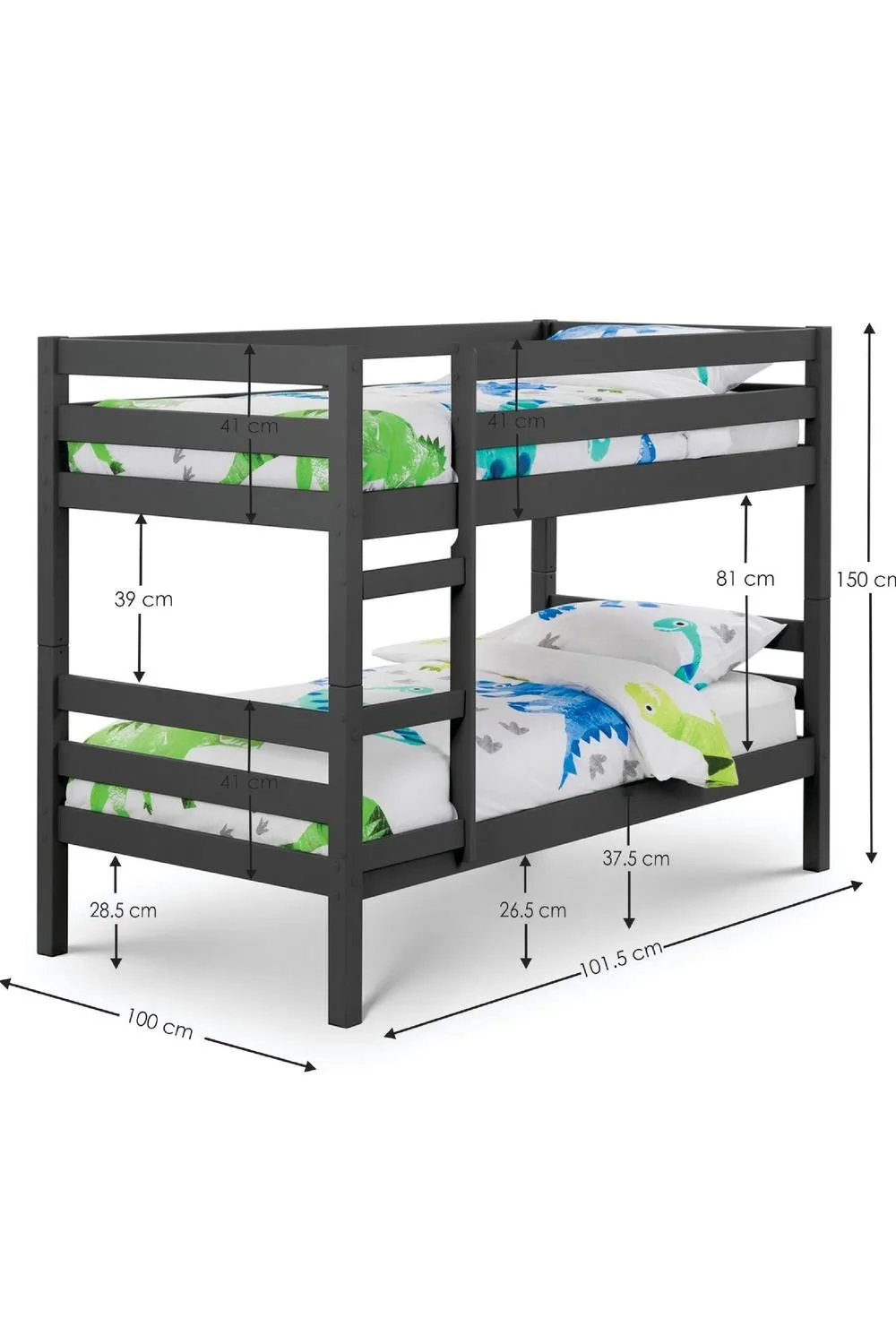 Julian Bowen Camden Bunk Bed in Dark Grey 4