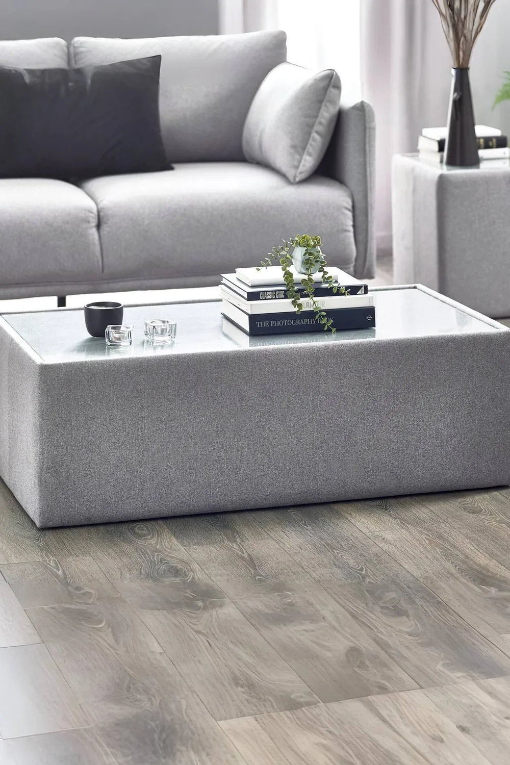 Julian Bowen Rohe Upholstered Coffee Table in Grey