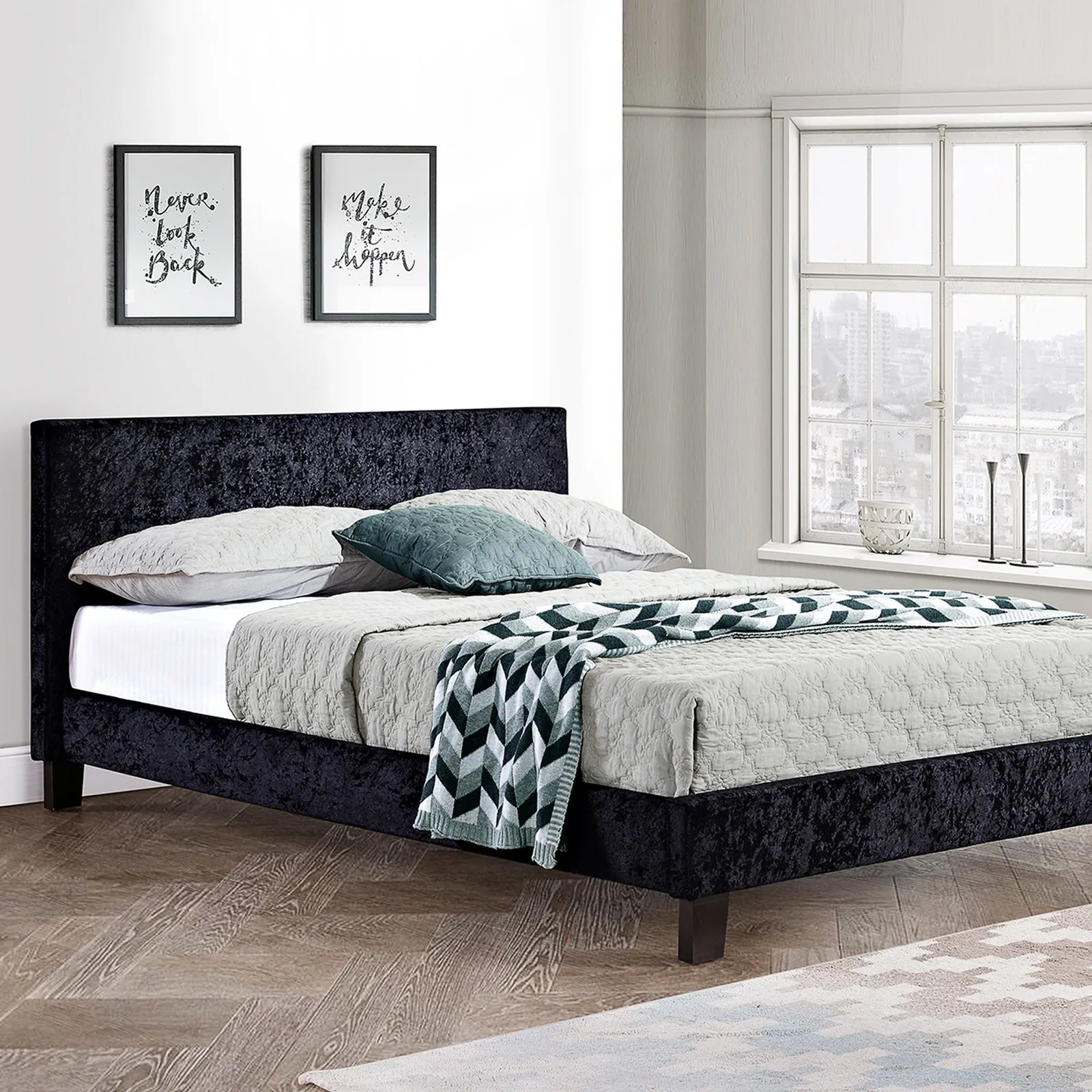 Berlin Crushed Velvet Bed Frame Silver