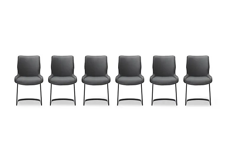 Cupra Set of 6 Dining Chairs - Charcoal