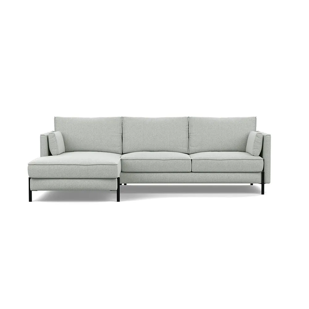 Heal's Tortona Left Hand Facing 4 Seater Corner Chaise Melton Wool Limestone Black Feet 1